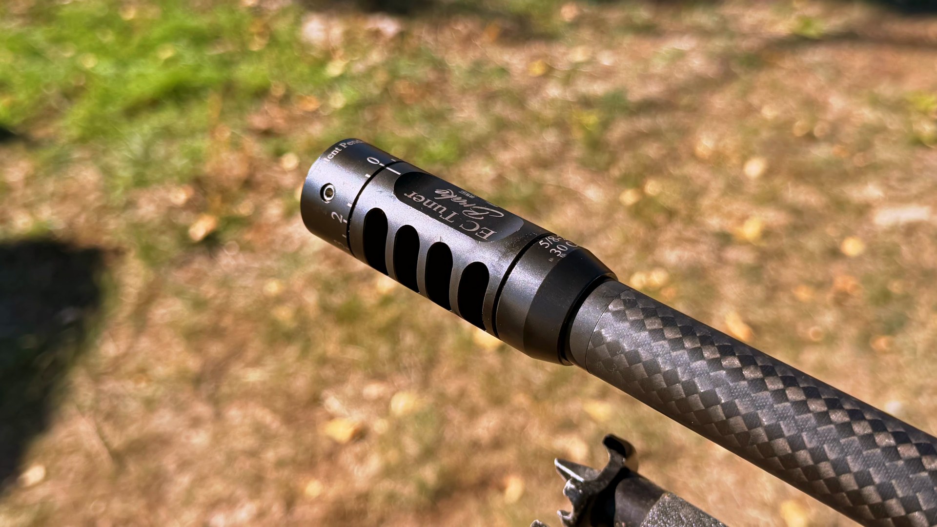 EC Tuner muzzle brake on the end of the carbon barrel